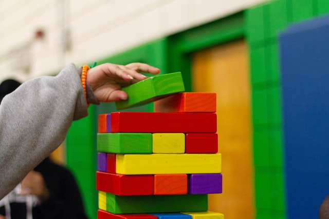 Child playing with educational toys